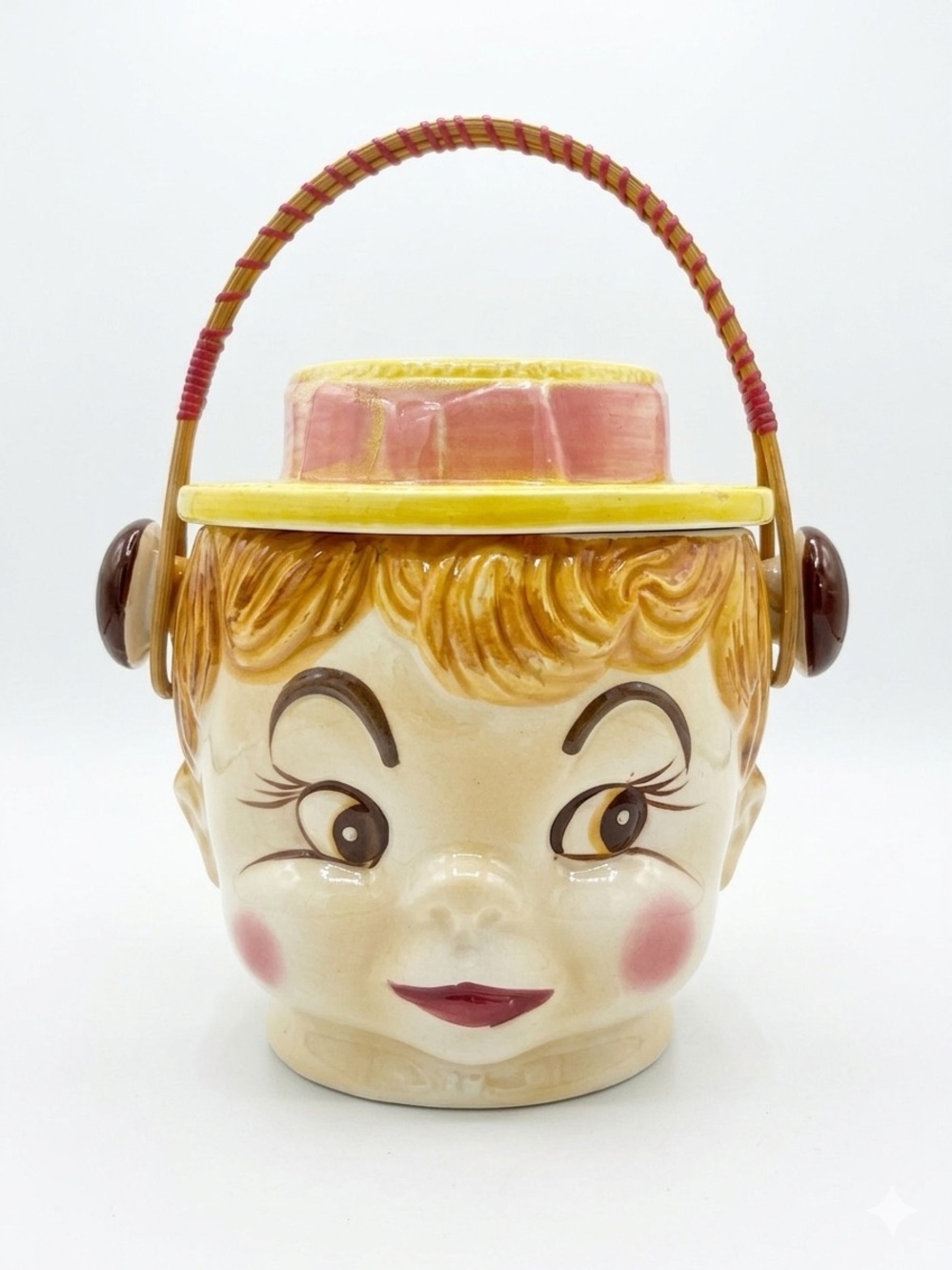 Vintage Grantcrest Japan Boy Head Ice Bucket Cookie Jar MCM Kitsch